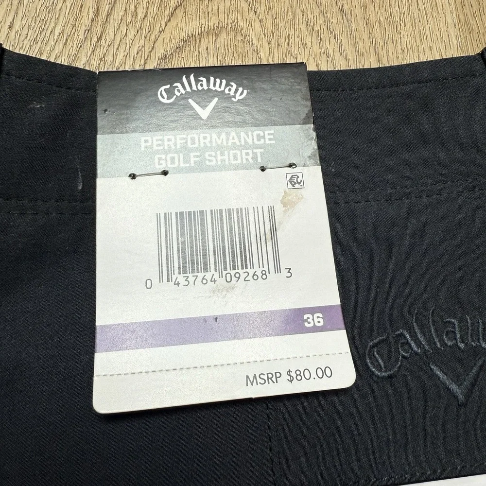 Callaway Opti-Dri Golf Shorts Men 36 Performance Waistband Gripper Black Stretch